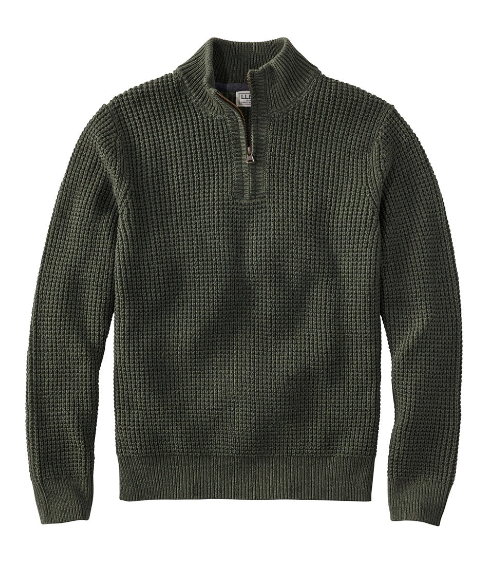 Men's Organic Cotton Waffle Sweater, Quarter Zip | L.L.Bean sale
