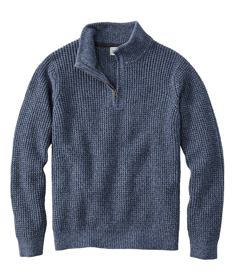 Men's Organic Cotton Waffle Sweater, Quarter Zip | L.L.Bean sale