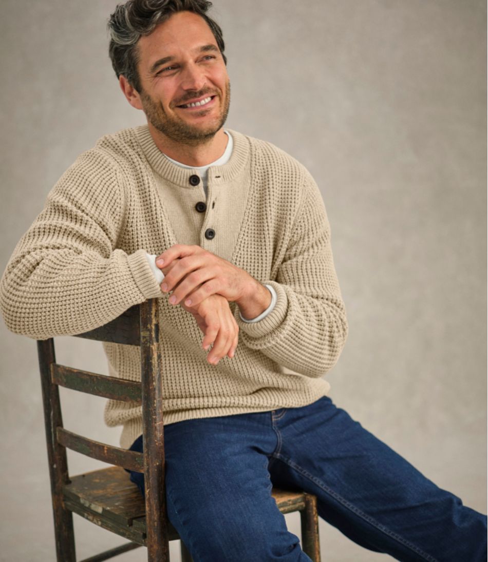 Men's L.L.Bean Organic Cotton Waffle Sweater, Henley | L.L.Bean for sale