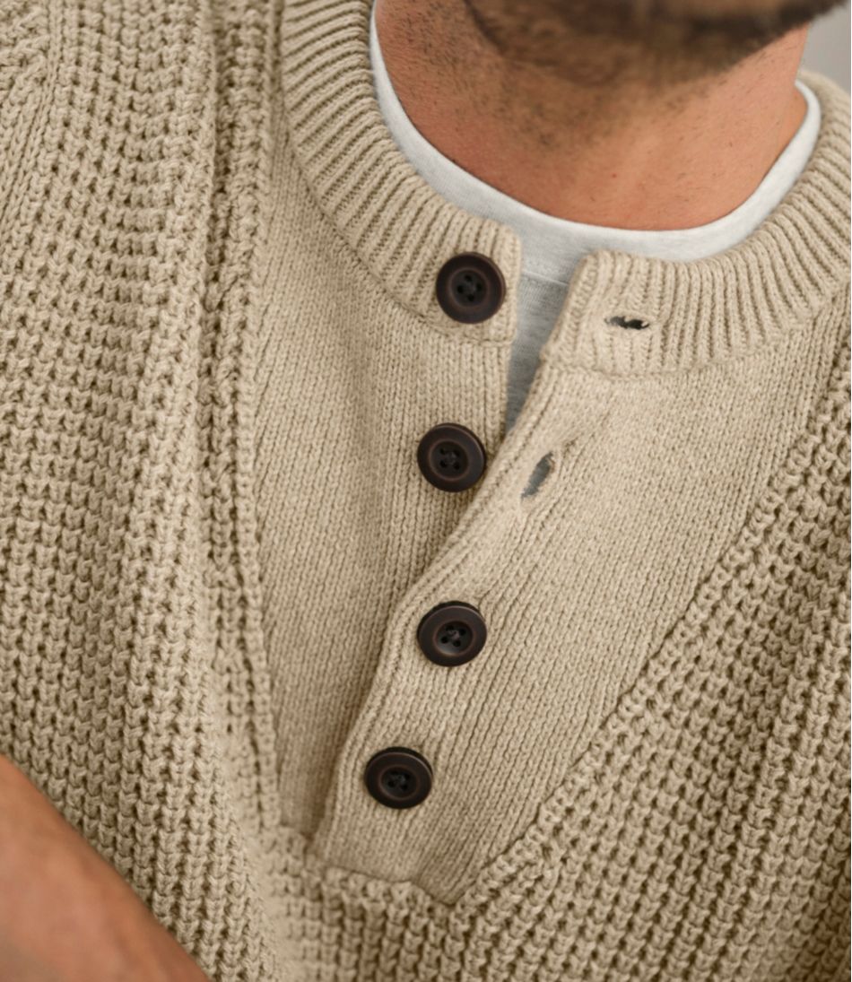 Men's L.L.Bean Organic Cotton Waffle Sweater, Henley | L.L.Bean for sale