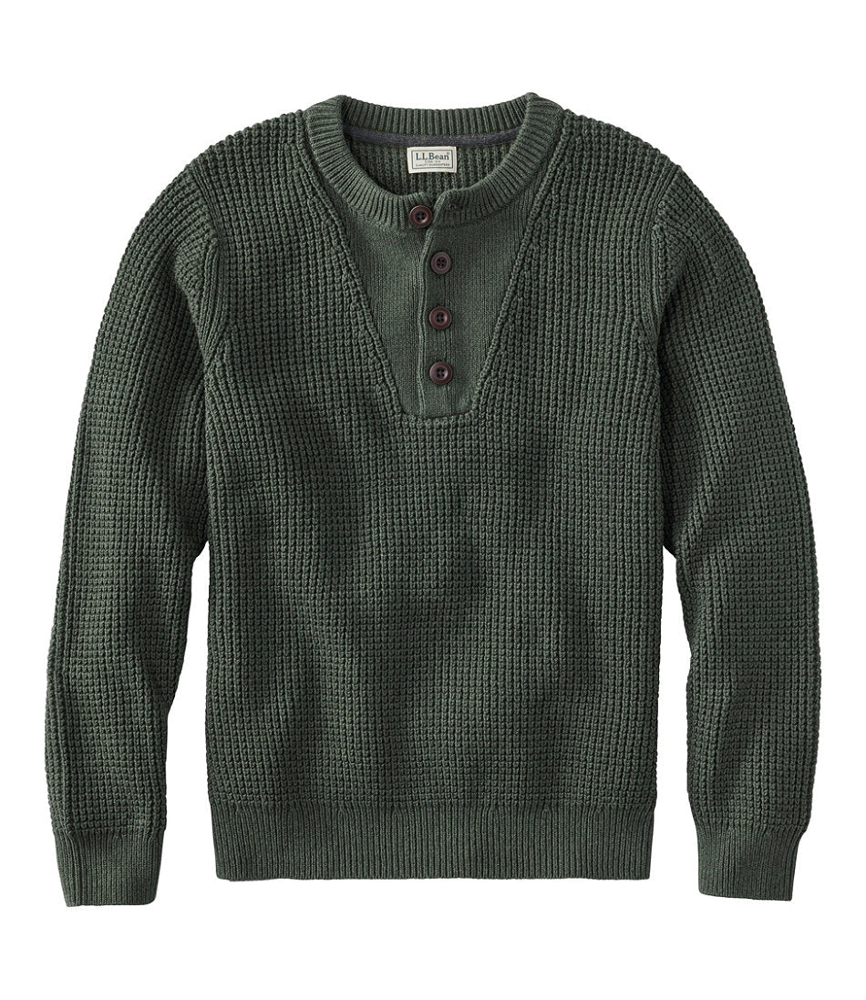 Men's L.L.Bean Organic Cotton Waffle Sweater, Henley | L.L.Bean for sale