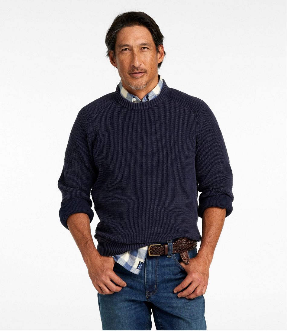 Men's Sunwashed Textured Cotton Sweater, Crewneck | L.L.Bean discount