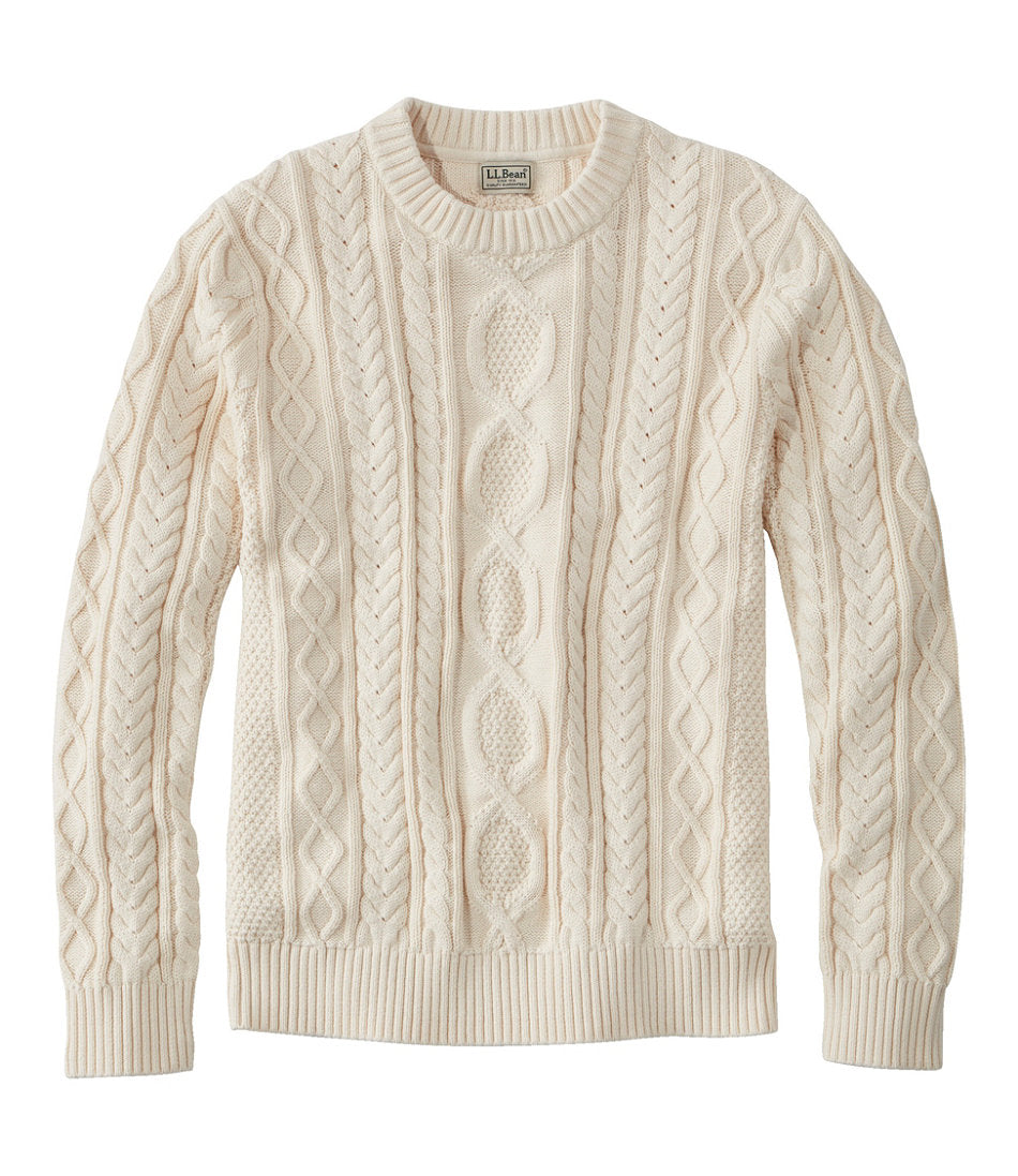 Men's Bean's Heritage Soft Cotton Fisherman Sweater, Crewneck | L.L.Bean on sale