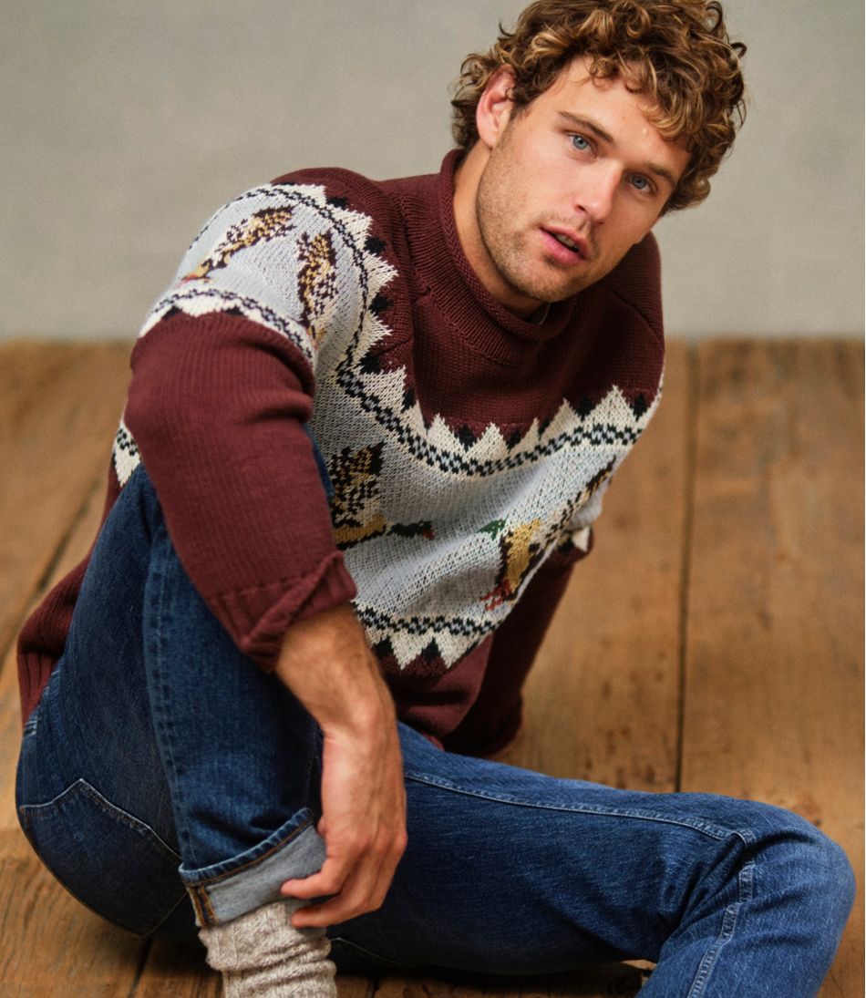 Men's Signature Organic Cotton Rollneck Sweater, Fair Isle | L.L.Bean online
