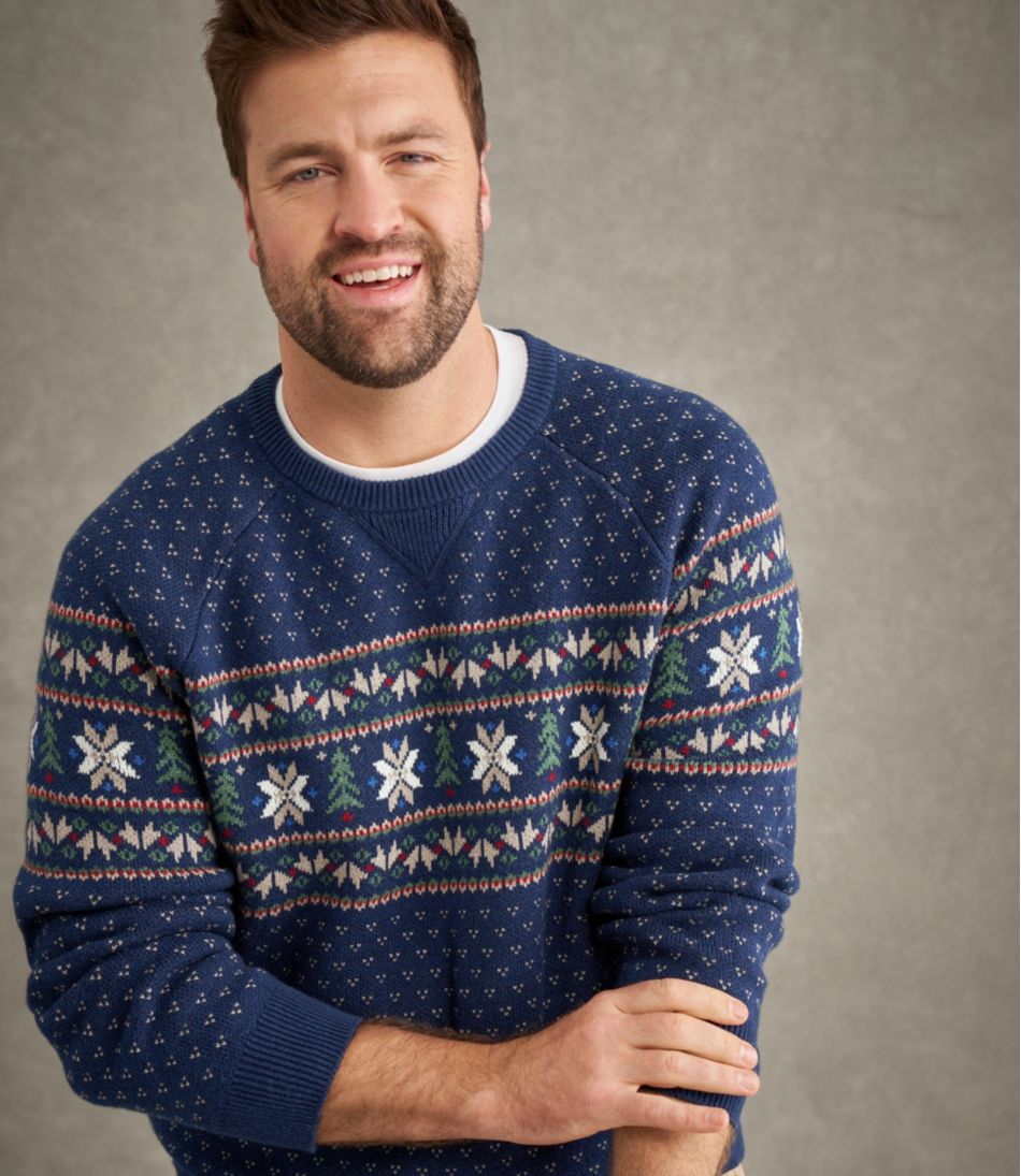 Men's Wicked Soft Cotton/Cashmere Sweater, Crewneck, Pattern | L.L.Bean sale