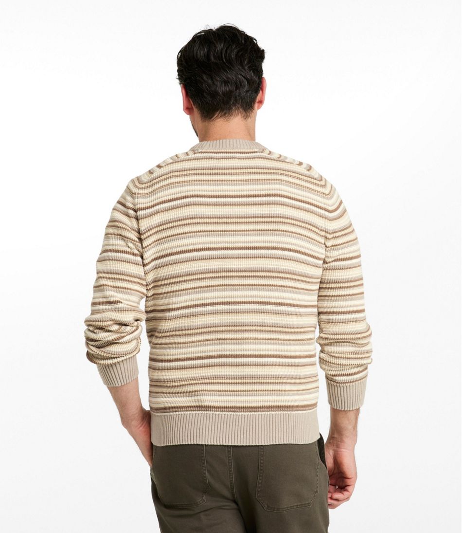 Men's Sunwashed Textured Cotton Sweater, Crewneck, Stripe | L.L.Bean on sale
