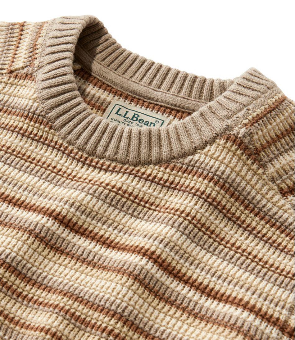 Men's Sunwashed Textured Cotton Sweater, Crewneck, Stripe | L.L.Bean on sale
