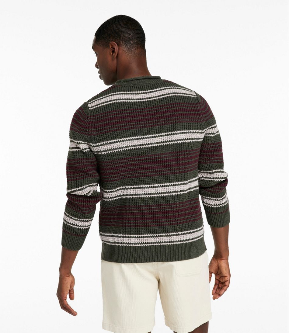 Men's Organic Cotton Waffle Sweater, Rollneck Crew, Stripe | L.L.Bean discount