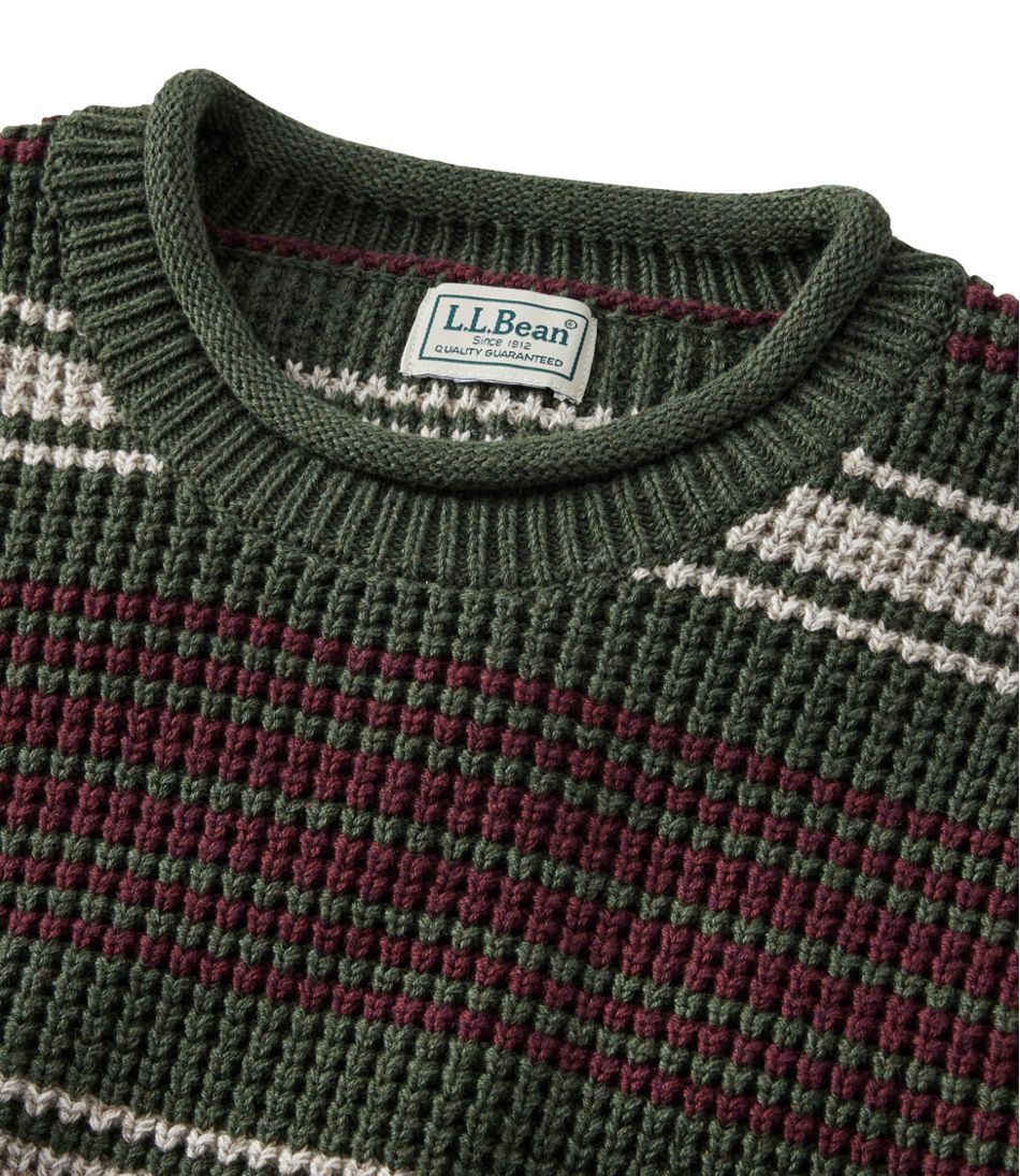 Men's Organic Cotton Waffle Sweater, Rollneck Crew, Stripe | L.L.Bean discount