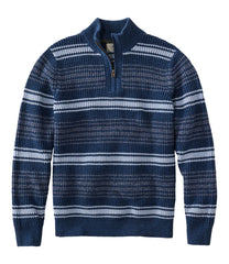 Men's Organic Cotton Waffle Sweater, Quarter Zip, Stripe | L.L.Bean sale