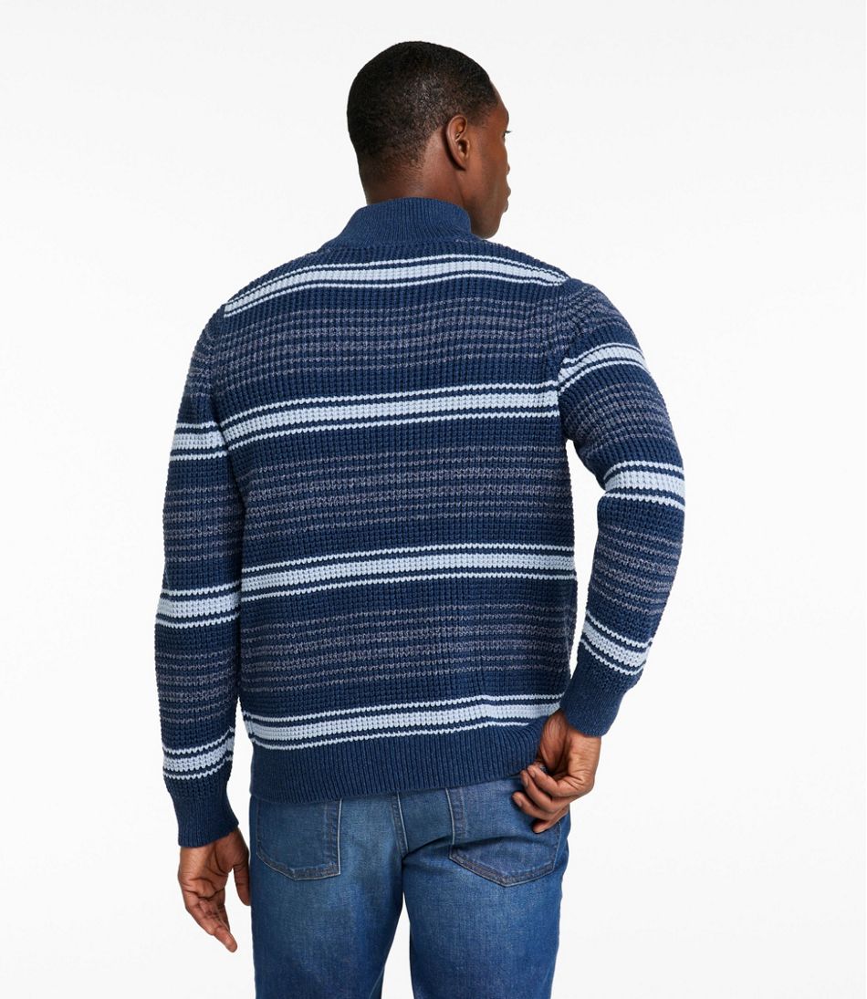 Men's Organic Cotton Waffle Sweater, Quarter Zip, Stripe | L.L.Bean sale