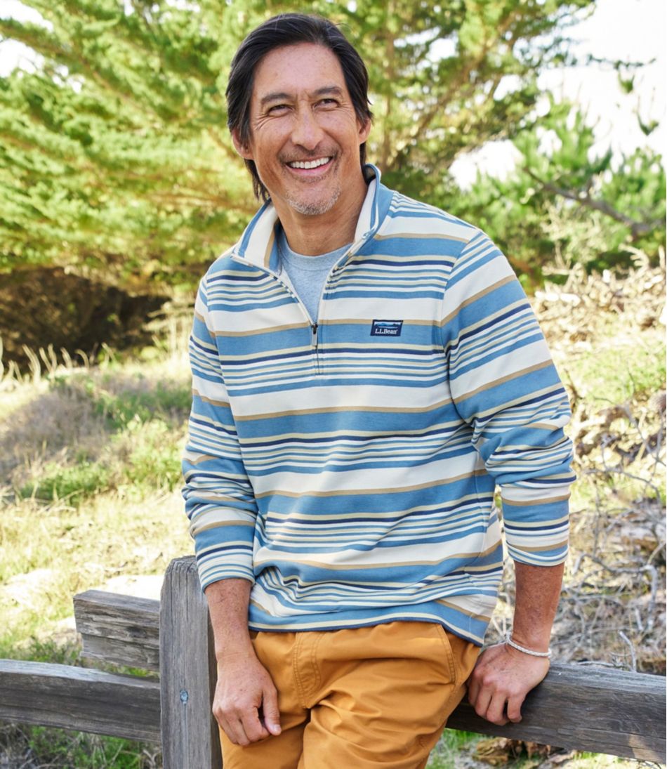 Men's Comfort Stretch Performance® Piqué, Quarter-Zip Pullover, Stripe | L.L.Bean on sale