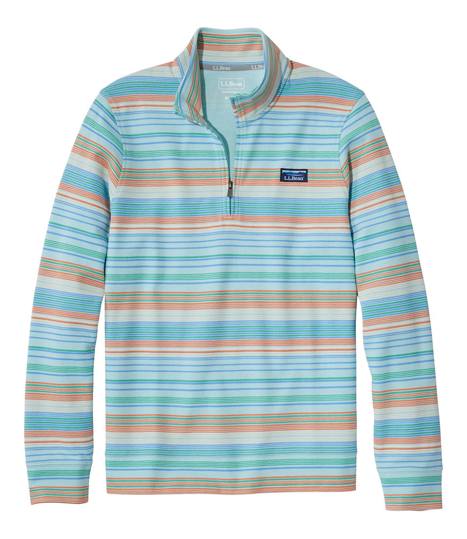 Men's Comfort Stretch Performance® Piqué, Quarter-Zip Pullover, Stripe | L.L.Bean on sale