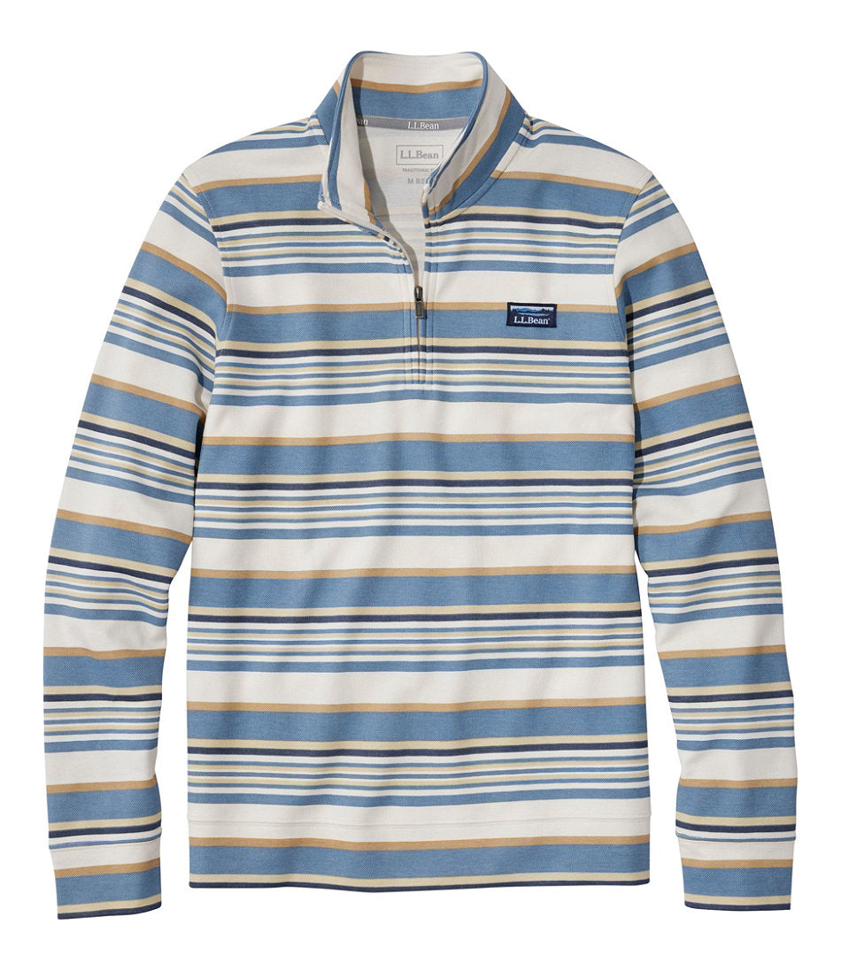 Men's Comfort Stretch Performance® Piqué, Quarter-Zip Pullover, Stripe | L.L.Bean on sale