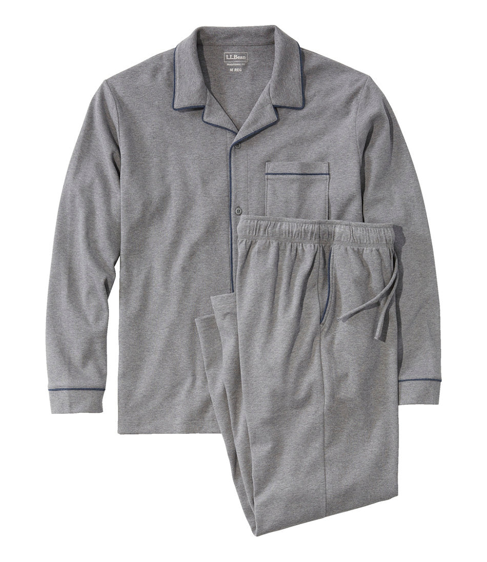 Men's Bean's Cotton Knit Pajamas, Button-Front PJ Set | L.L.Bean discount