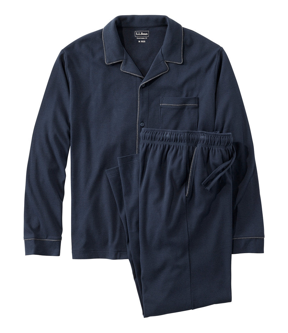 Men's Bean's Cotton Knit Pajamas, Button-Front PJ Set | L.L.Bean discount