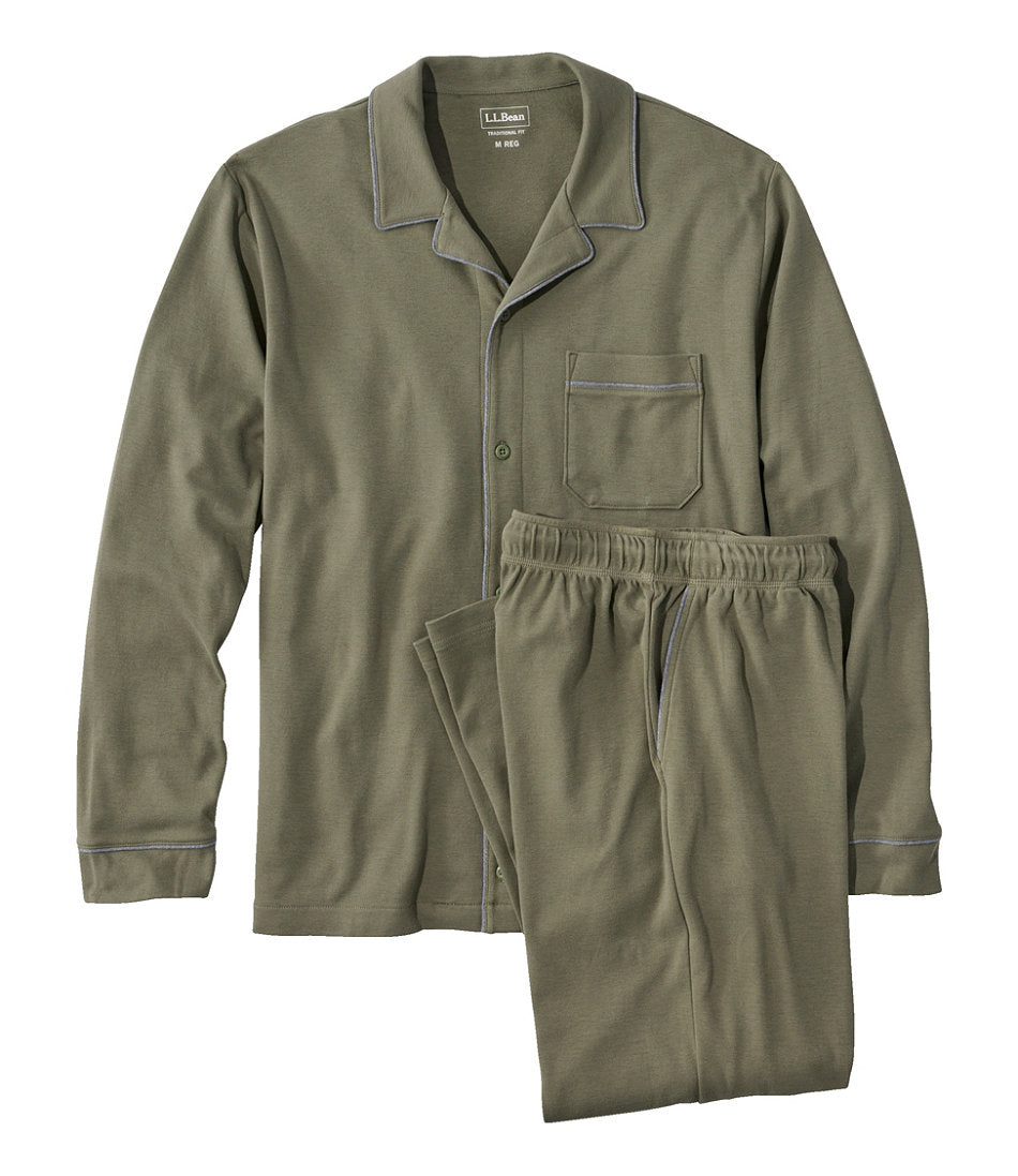 Men's Bean's Cotton Knit Pajamas, Button-Front PJ Set | L.L.Bean discount