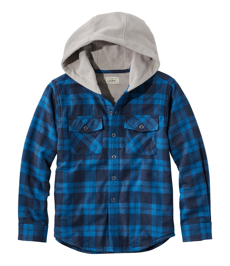 Kids' Fleece-Lined Flannel Shirt, Hooded Plaid | L.L.Bean discount