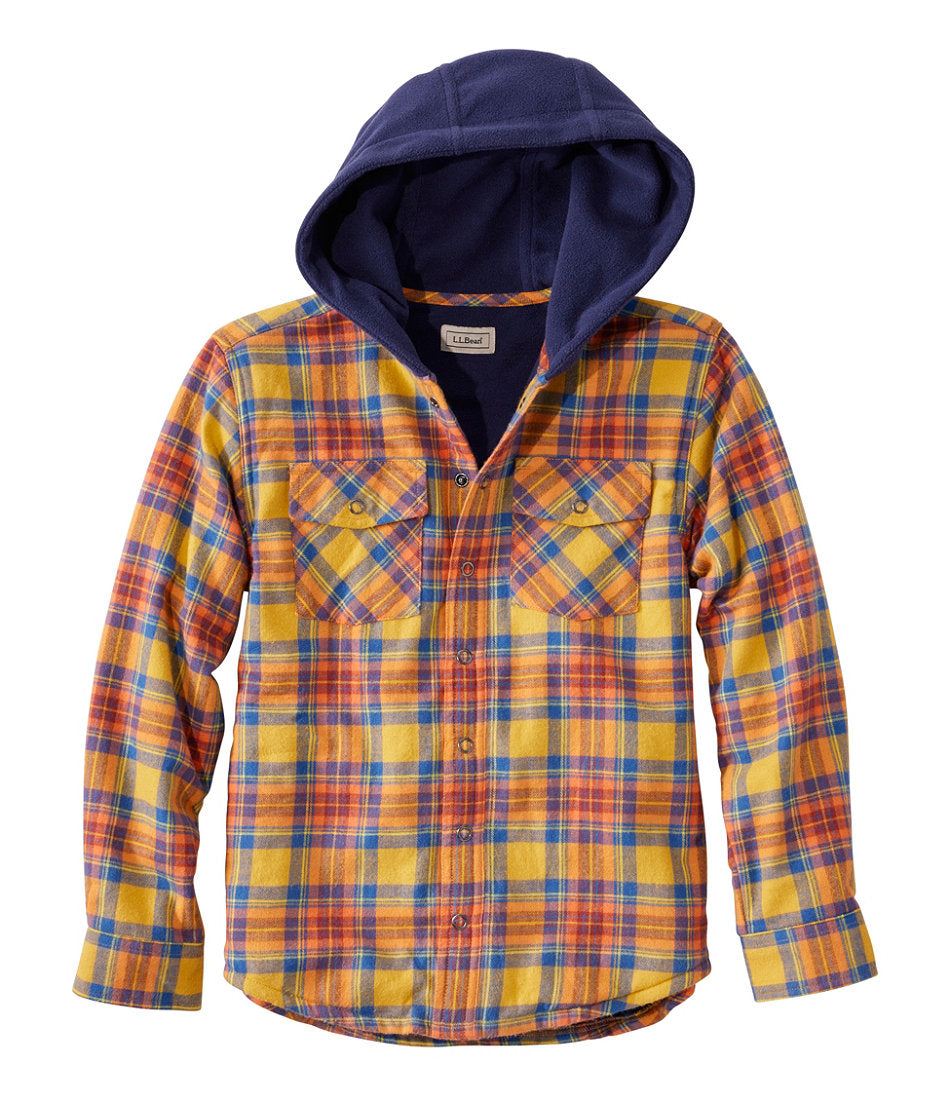 Kids' Fleece-Lined Flannel Shirt, Hooded Plaid | L.L.Bean discount