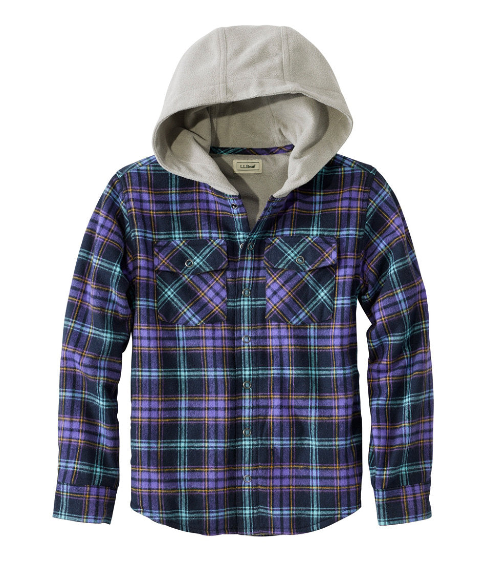 Kids' Fleece-Lined Flannel Shirt, Hooded Plaid | L.L.Bean discount