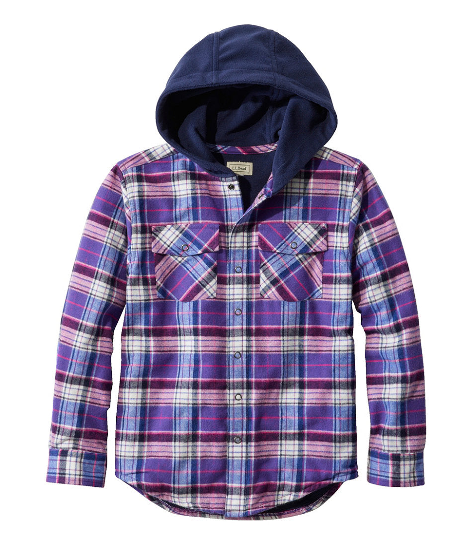 Kids' Fleece-Lined Flannel Shirt, Hooded Plaid | L.L.Bean discount