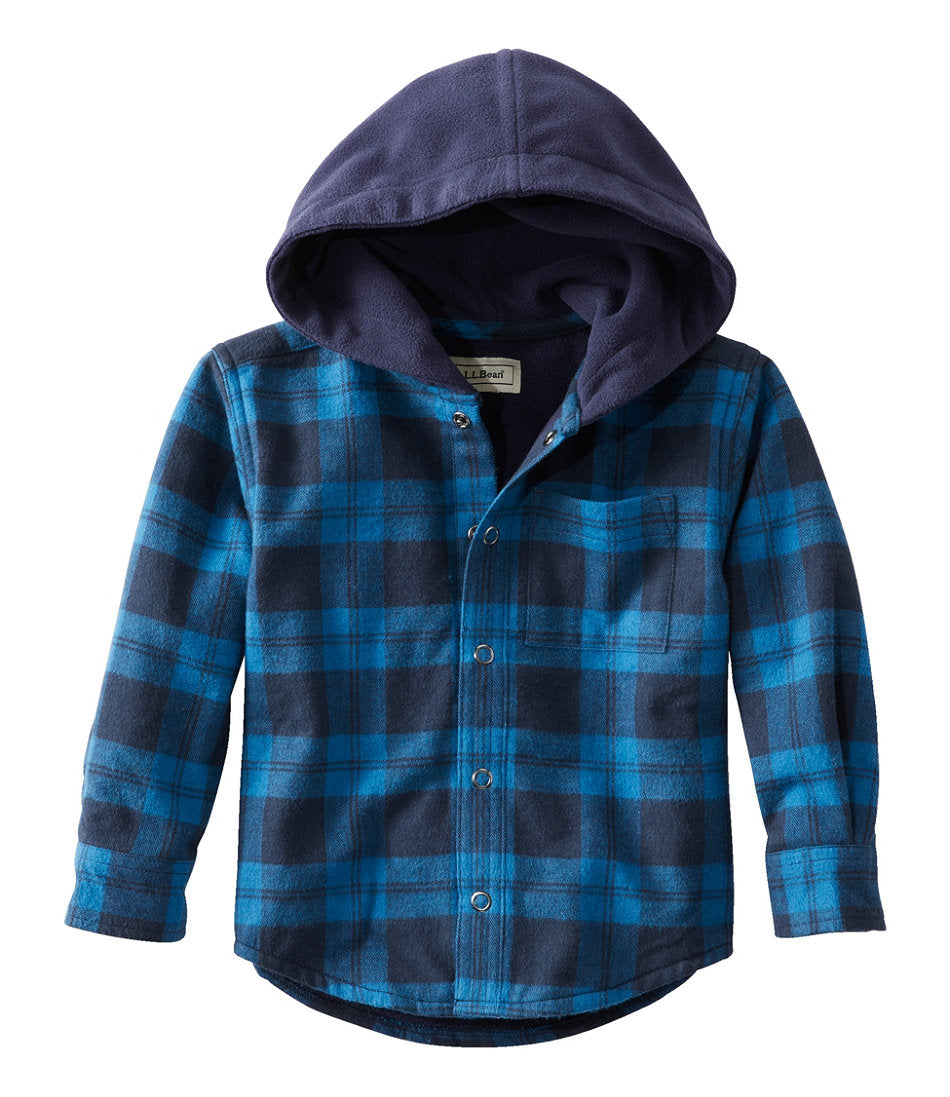 Toddlers' Fleece-Lined Flannel Shirt, Hooded | L.L.Bean outlet