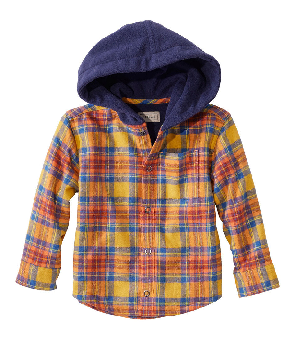 Toddlers' Fleece-Lined Flannel Shirt, Hooded | L.L.Bean outlet