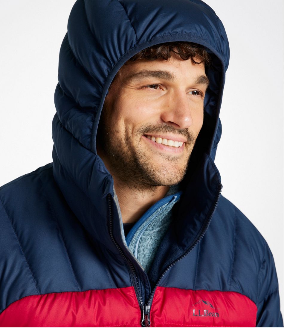 Men's Bean's Down Hooded Jacket, Colorblock | L.L.Bean for sale