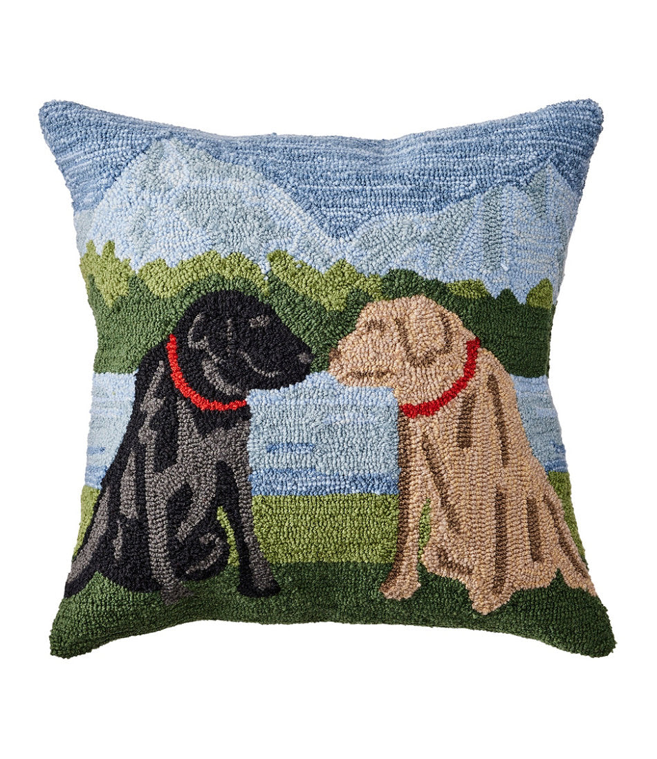 Indoor/Outdoor Hooked Pillow, Mountain Dogs | L.L.Bean online