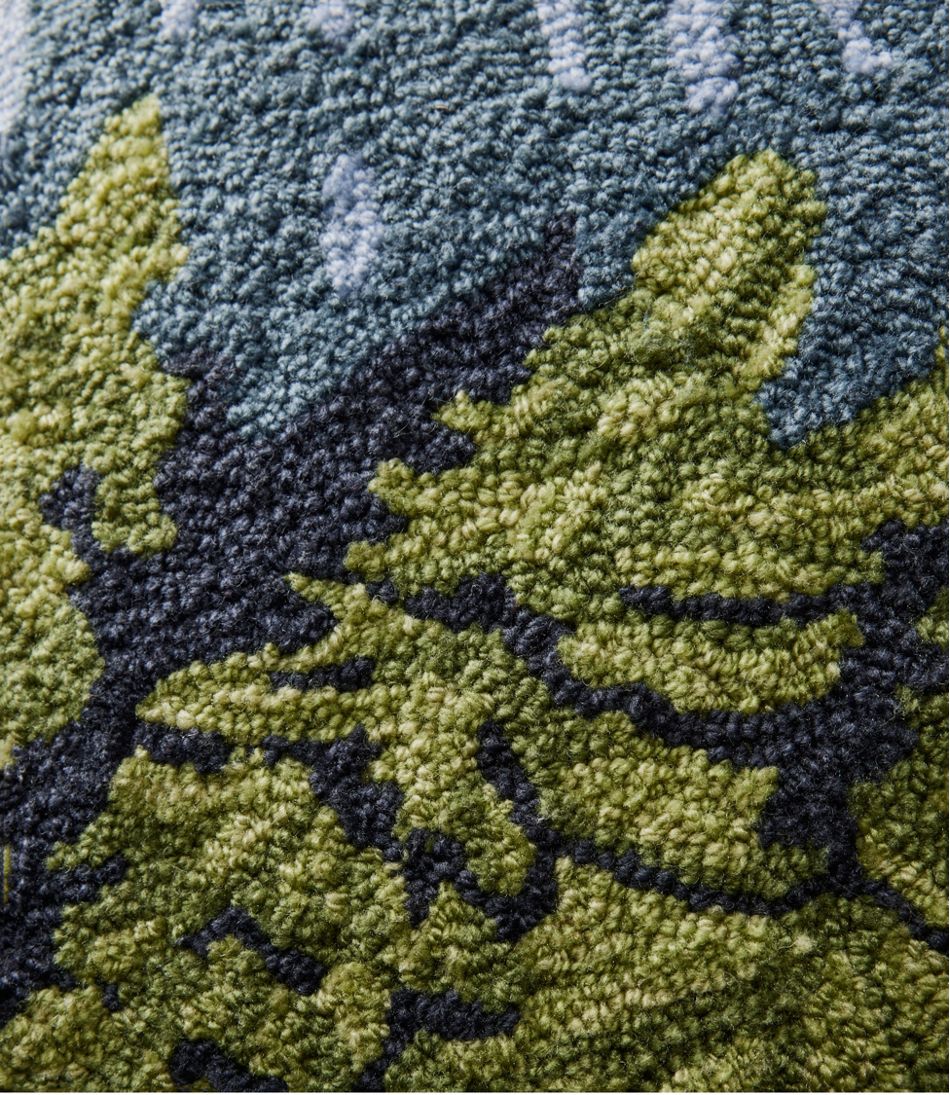Indoor/Outdoor Hooked Pillow, Lakeside Mountain Scene | L.L.Bean online