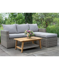 Wicker Storage Sofa and Teak Coffee Table Set | L.L.Bean outlet