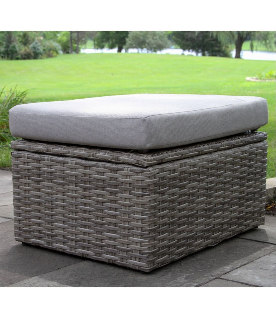 Wicker Storage Sofa and Teak Coffee Table Set | L.L.Bean outlet
