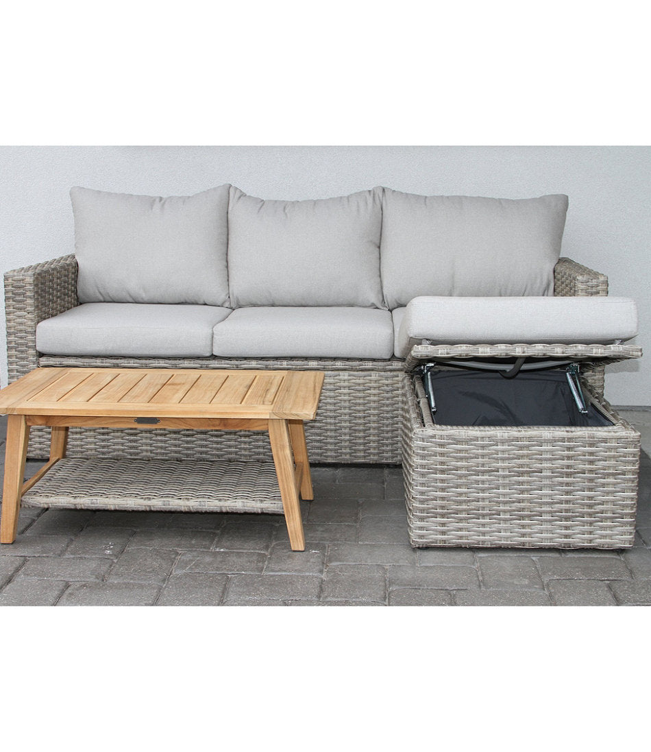 Wicker Storage Sofa and Teak Coffee Table Set | L.L.Bean outlet