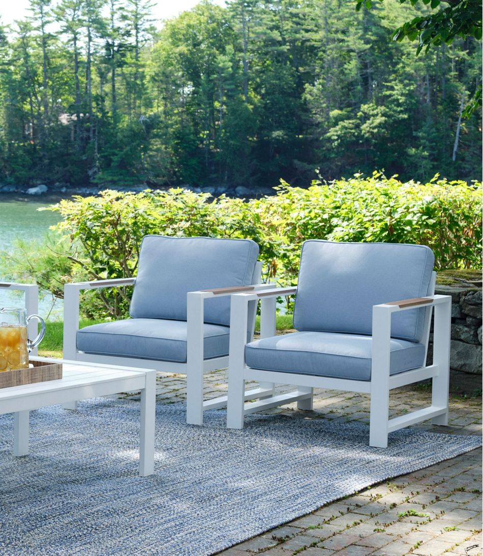 White Aluminum Deep Seating Armchair with Blue Cushions, Set of Two | L.L.Bean near me