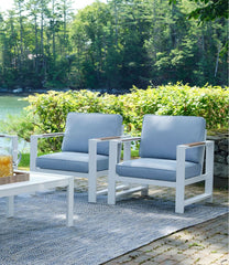 White Aluminum Deep Seating Armchair with Blue Cushions, Set of Two | L.L.Bean near me