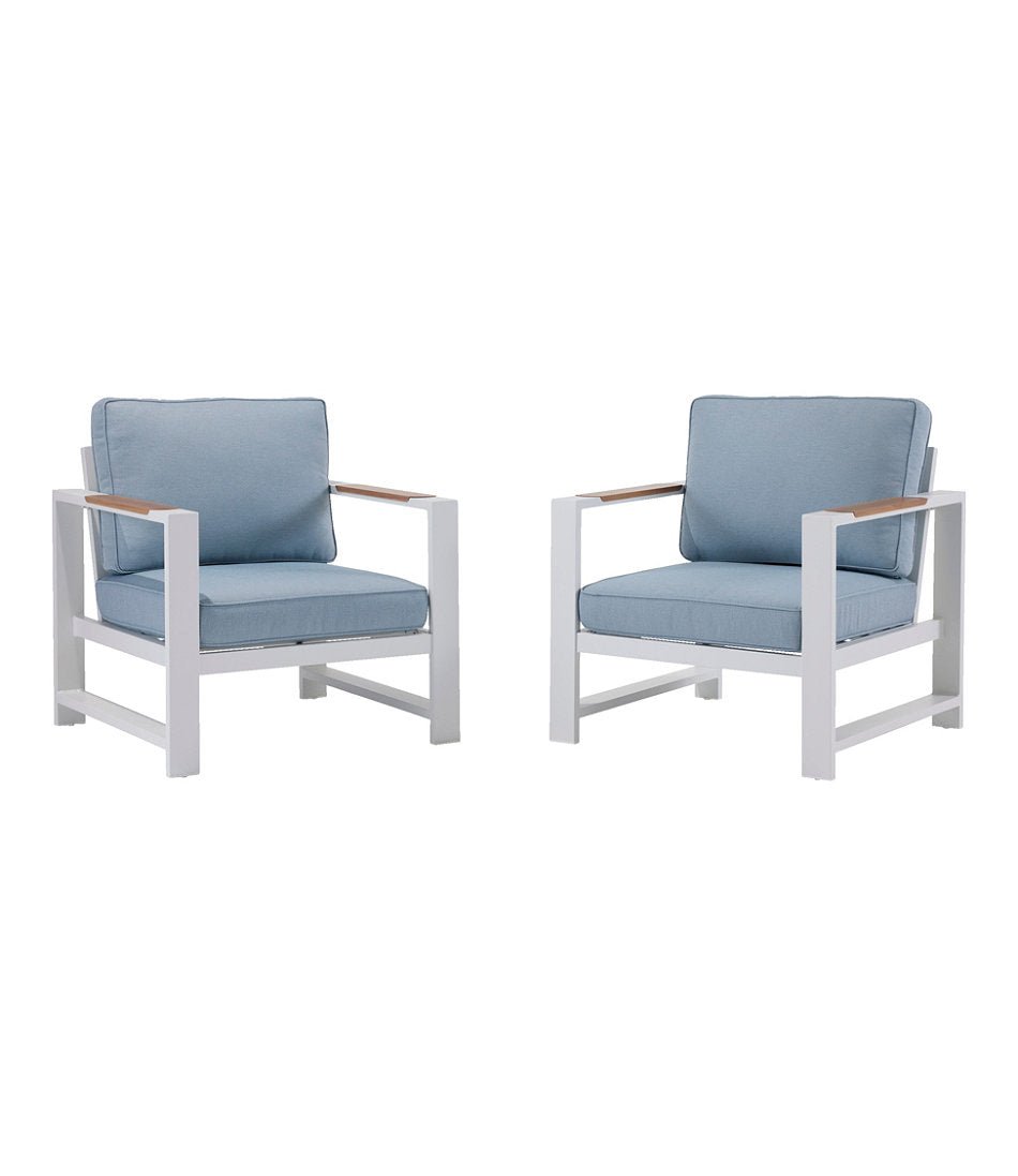 White Aluminum Deep Seating Armchair with Blue Cushions, Set of Two | L.L.Bean near me