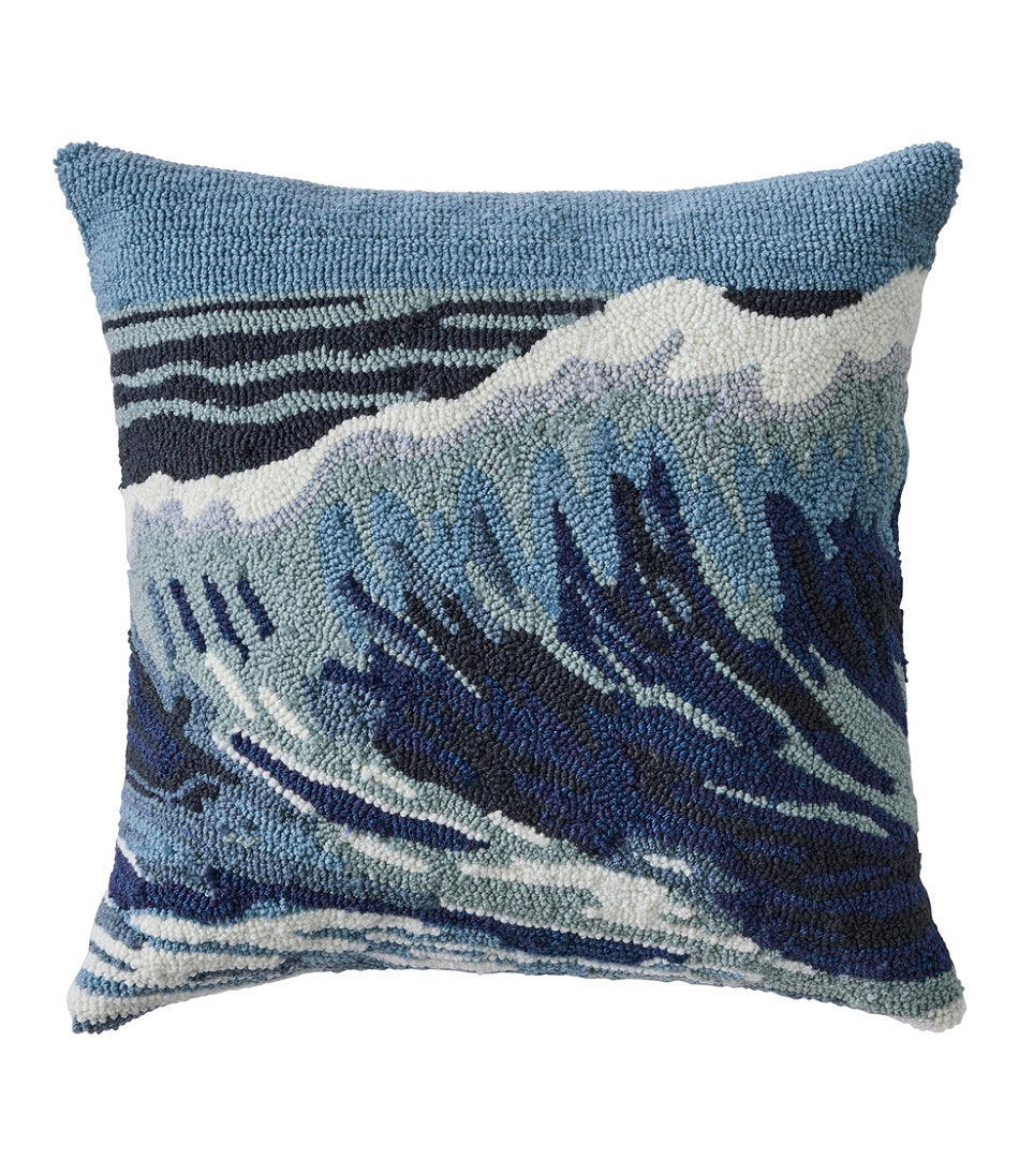 Indoor/Outdoor Hooked Pillow, 18x18 Ocean Waves | L.L.Bean for sale