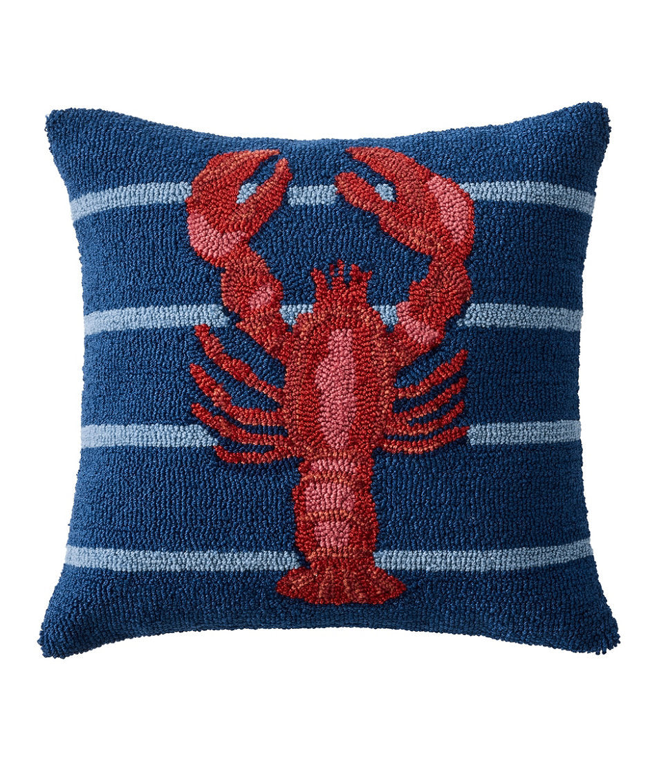 Indoor/Outdoor Hooked Pillow, 18x18 Lobster | L.L.Bean on sale