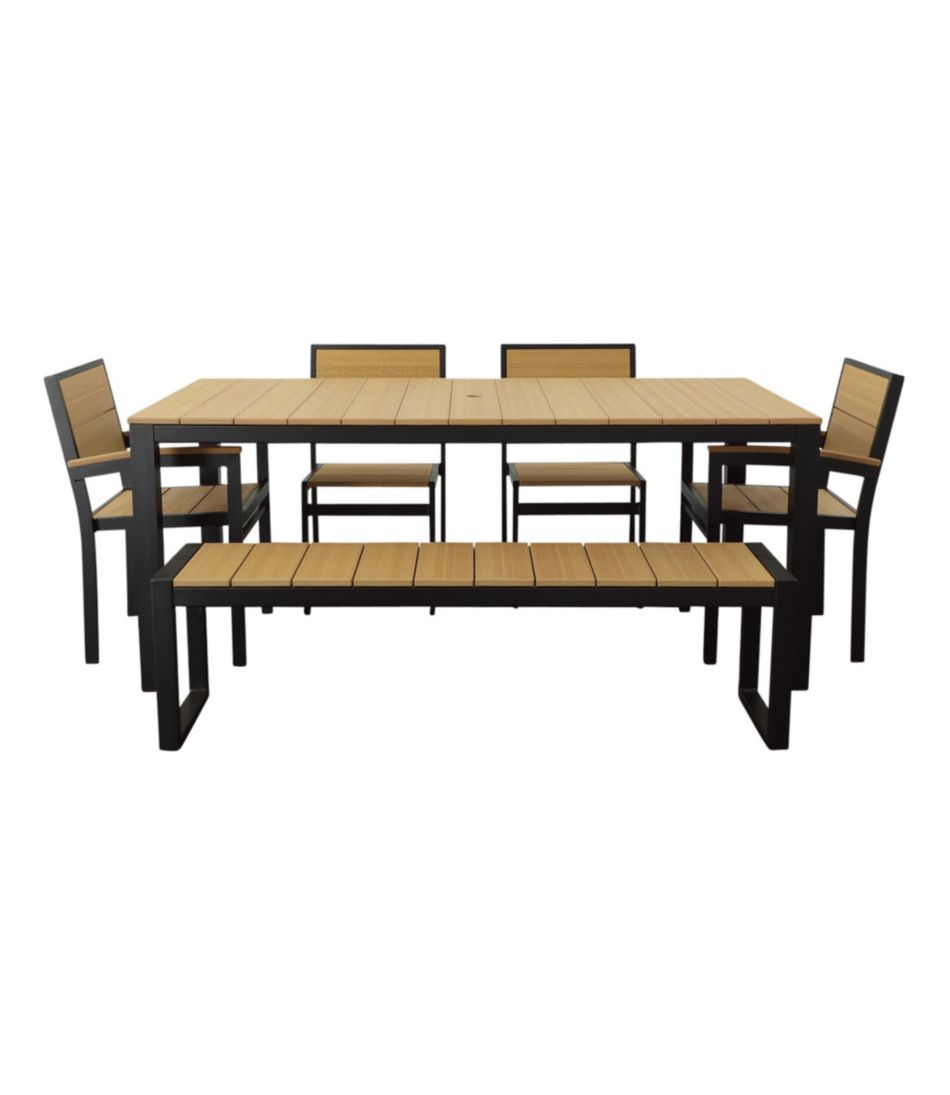 Aluminum/Recycled Poly Lumber Farmhouse Dining Set, Black | L.L.Bean on sale