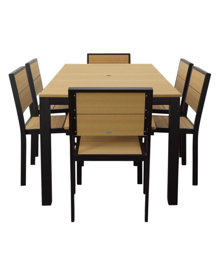 Aluminum/Recycled Poly Lumber Farmhouse Dining Set, Black | L.L.Bean on sale