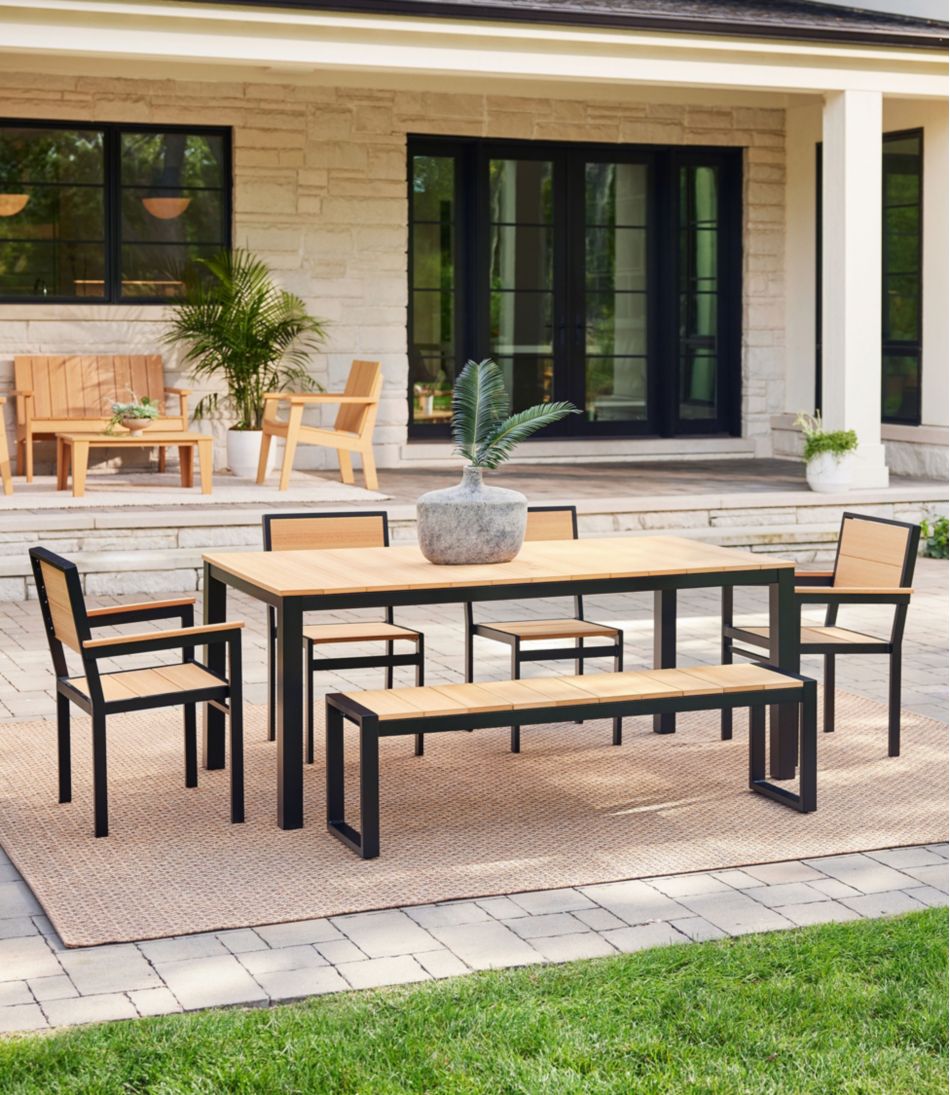 Aluminum/Recycled Poly Lumber Farmhouse Dining Set, Black | L.L.Bean on sale