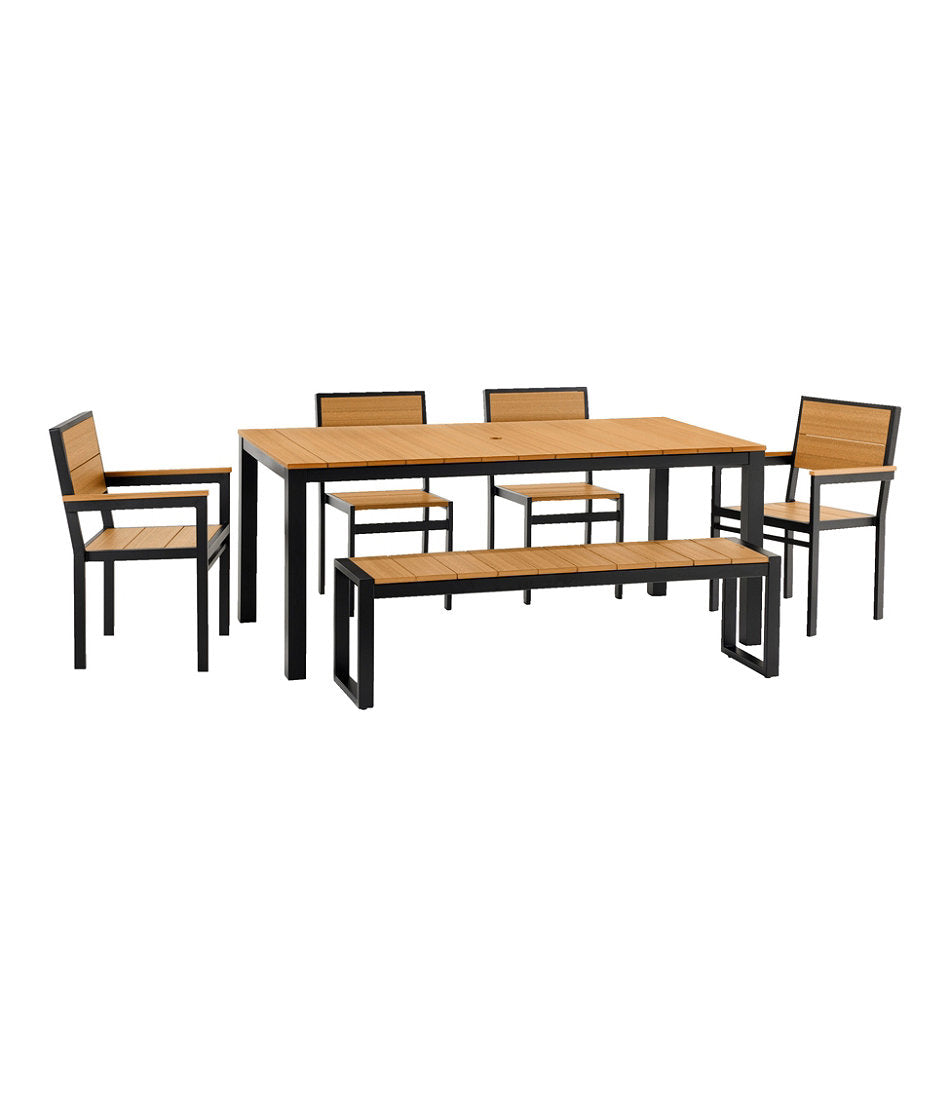Aluminum/Recycled Poly Lumber Farmhouse Dining Set, Black | L.L.Bean on sale