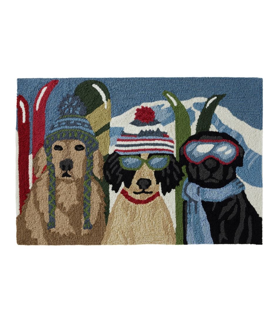 Indoor/Outdoor Vacationland Rug, Dogs Skiing | L.L.Bean online