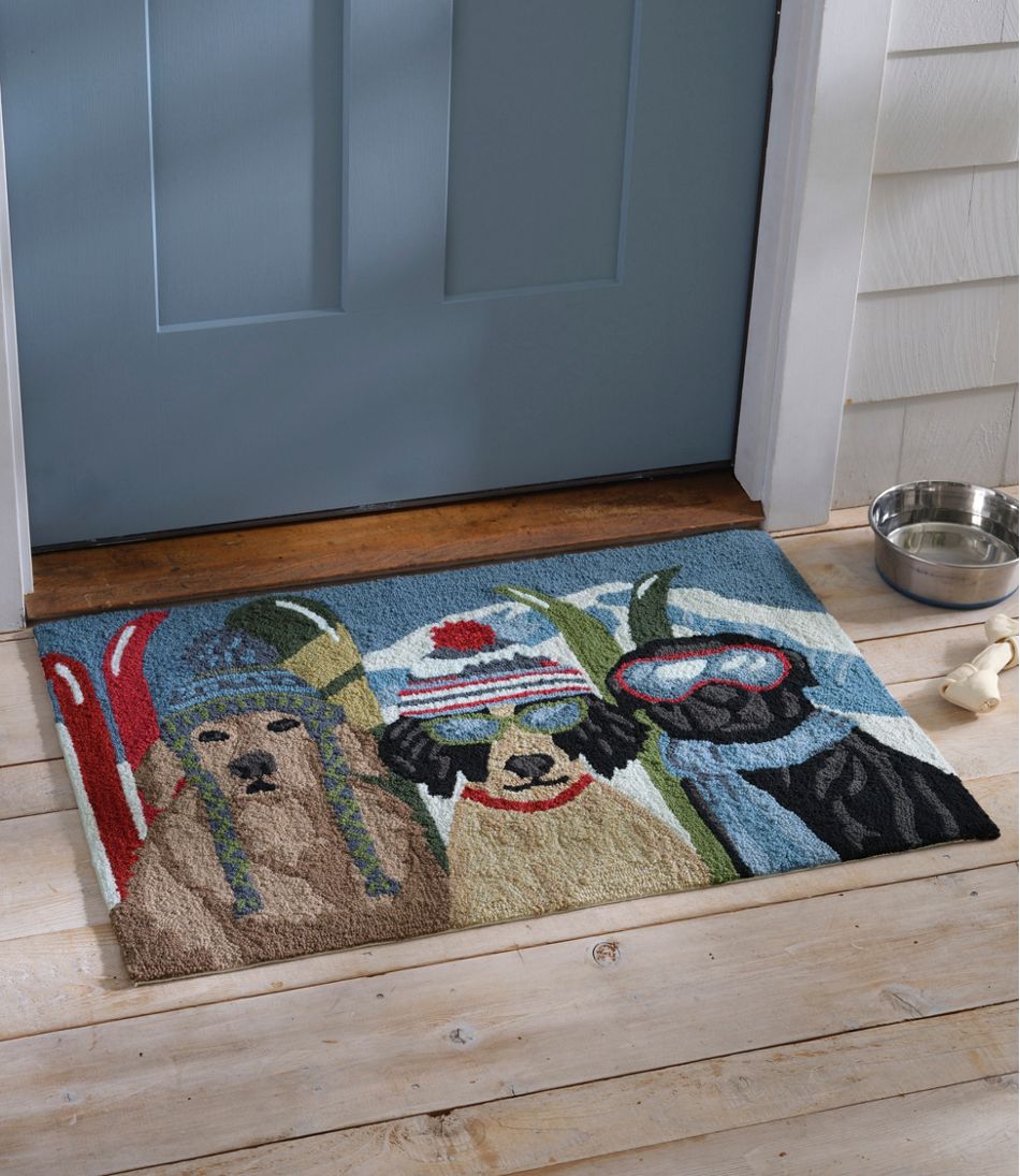 Indoor/Outdoor Vacationland Rug, Dogs Skiing | L.L.Bean online
