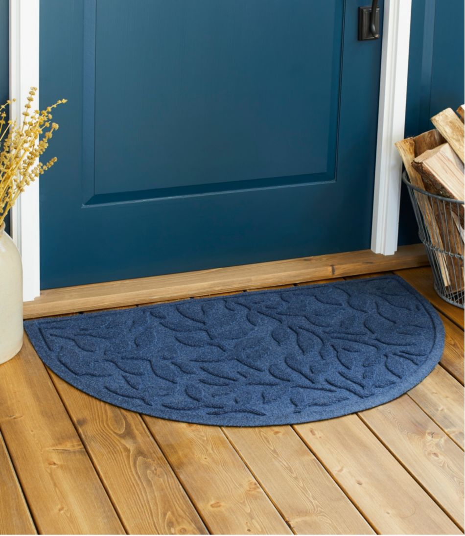 Heavyweight Recycled Waterhog Doormat, Half Round, Woodland Leaf | L.L.Bean on sale