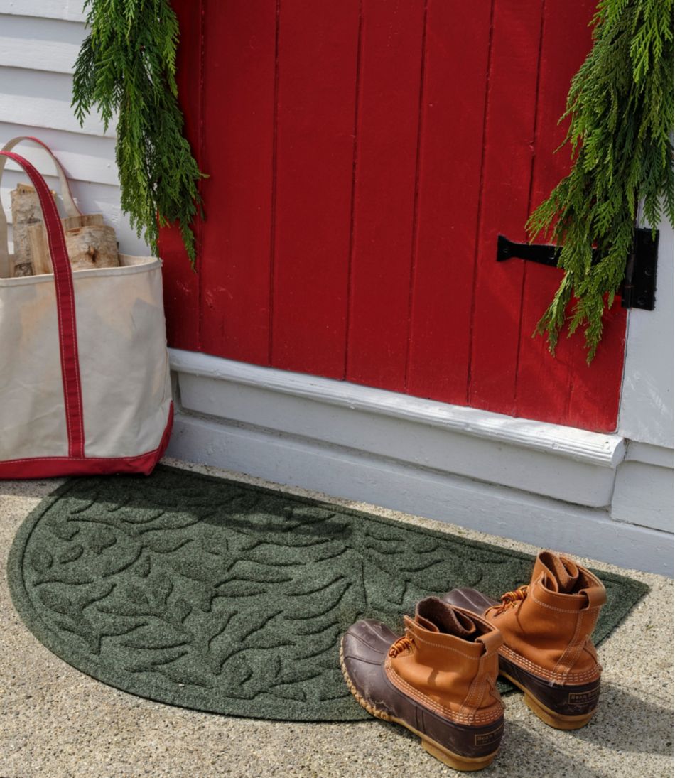 Heavyweight Recycled Waterhog Doormat, Half Round, Woodland Leaf | L.L.Bean on sale