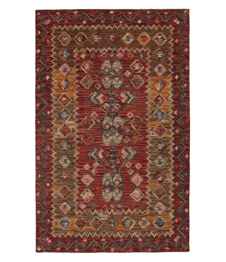 Double Border Wool Hooked Rug, Sienna Multi | L.L.Bean outlet