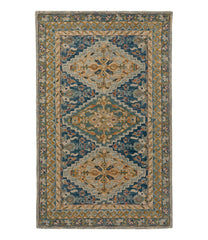Bordered Medallion Wool Tufted Rug, Blue Multi | L.L.Bean online