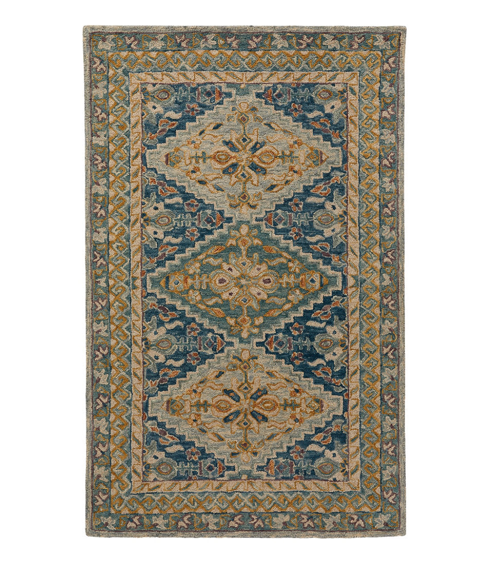 Bordered Medallion Wool Tufted Rug, Blue Multi | L.L.Bean online
