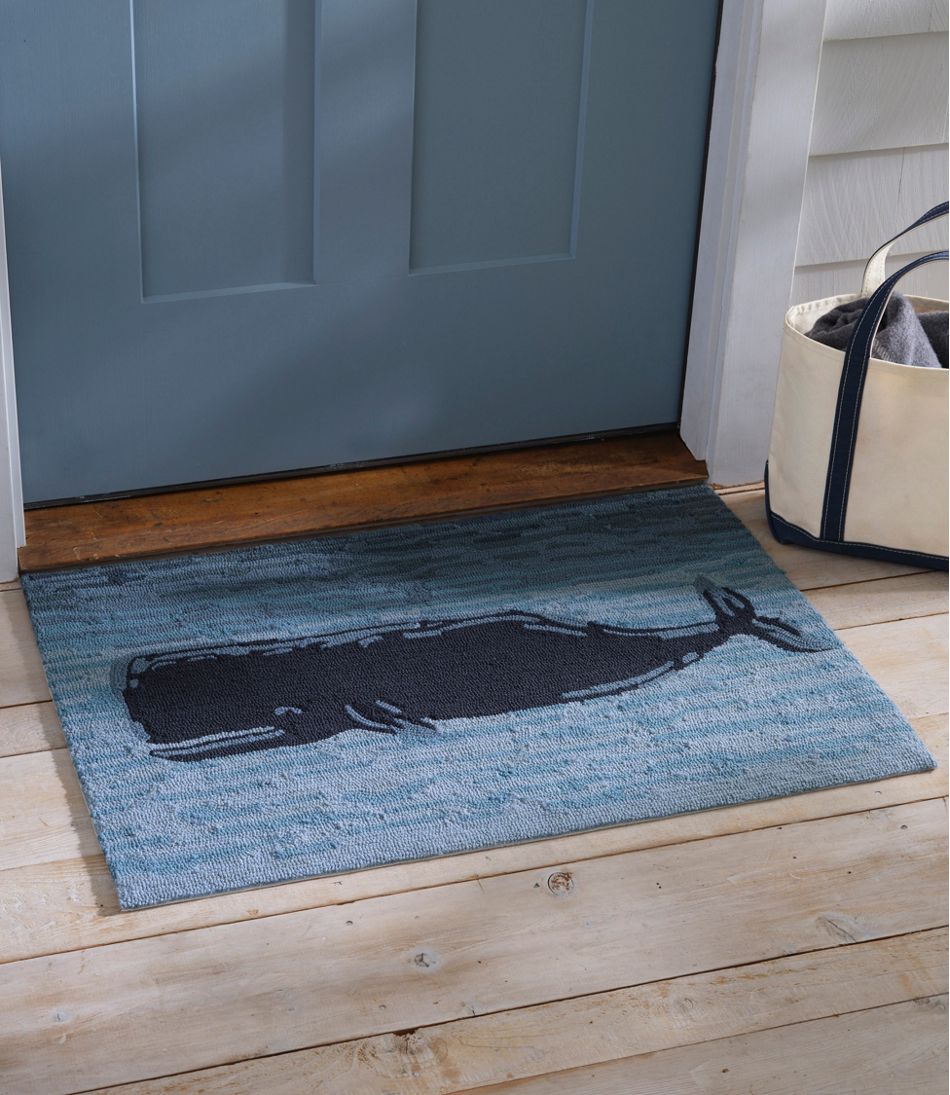 Indoor/Outdoor Vacationland Rug, Coastal Whale | L.L.Bean on sale